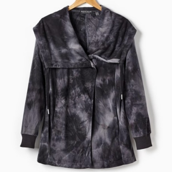 bagatelle Jackets & Blazers - Bagatelle French Terry Draped Charcoal Tie Dye Jacket Size M